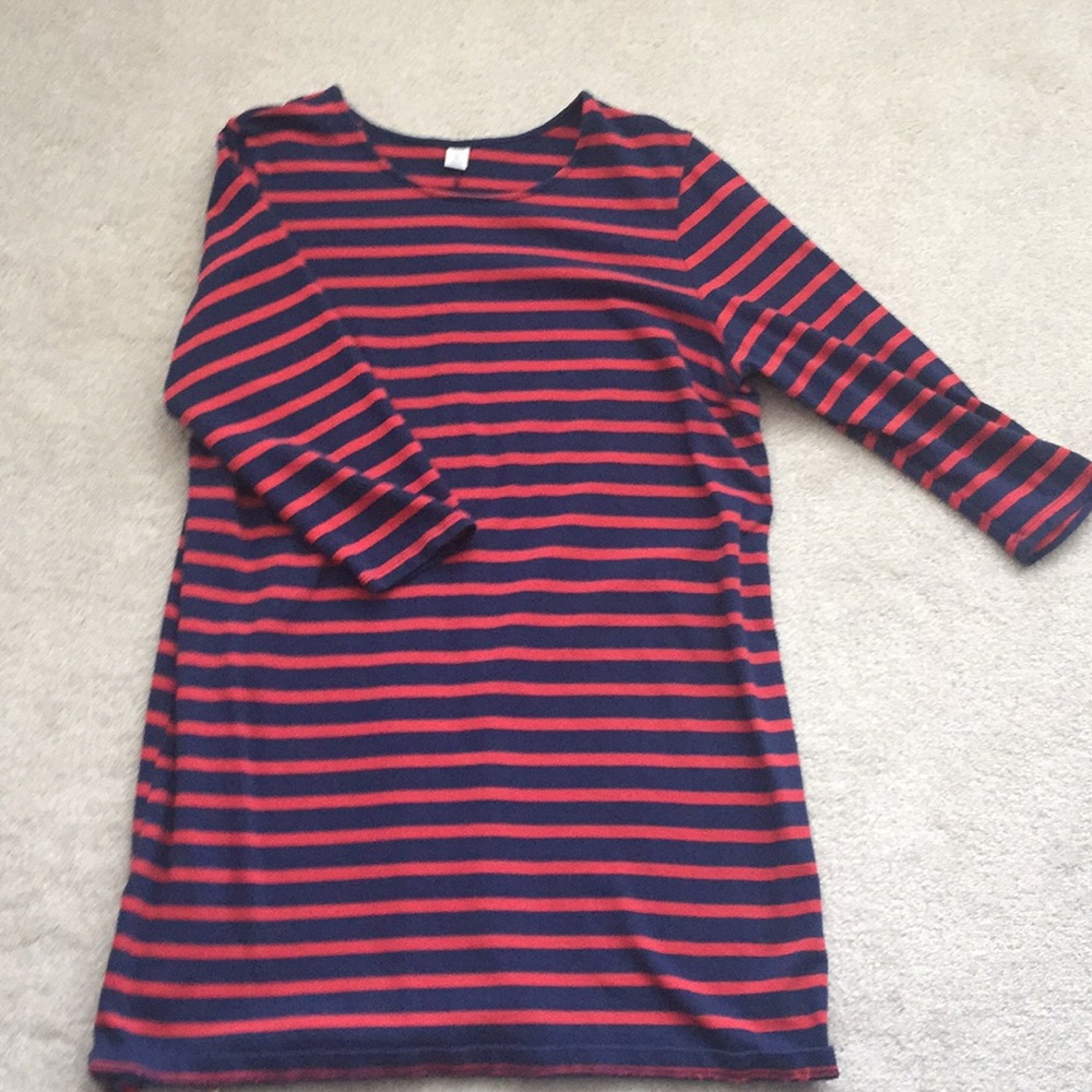 Blue and red striped dress